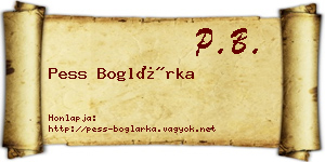 Pess Boglárka névjegykártya
